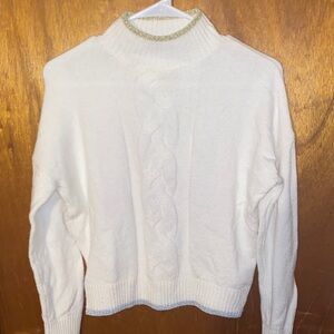 POPSUGAR Metallic Trim Sweater Gold Silver